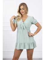 Šaty s viazaným výstrihom do V tmavo mätové
