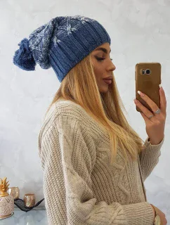 Milano fleecová čiapka K203 denim melange+jeans