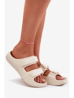 Piankowe Klapki Damskie Z Rzepami Big Star RR274A529 Beżowe