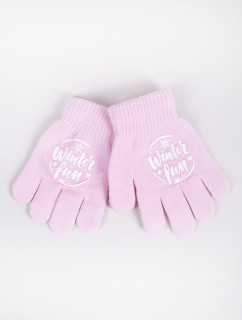 Dievčenské päťprsté rukavice Yoclub RED-0012G-AA5A-010 Pink