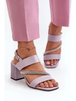 Dámske elegantné sandále na vysokom podpätku fialové D&A