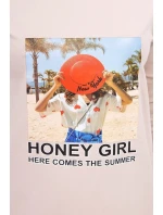 Šaty s potlačou Honey girl béžové