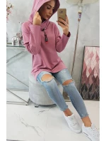 Tmavo ružová tunika na zips s kapucňou Oversize