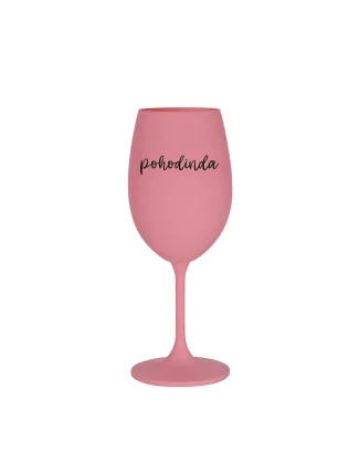 POHODINDA - růžová sklenice na víno 350 ml