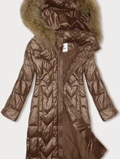 Dámska dlhá prešívaná bunda Glakate camel (LU-2203)