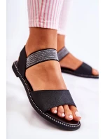 Klasyczne Skórzane Sandały Z Ćwiekami Czarne Shelly