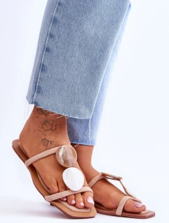 Zamszowe Klapki Z Ozdobami Nude Victoria