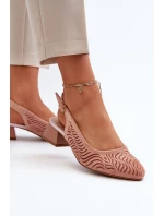 Czółenka Na Obcasie Klocku Różowe Gemifa