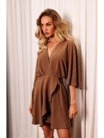 M785 Predĺžené mini šaty - čokoládové