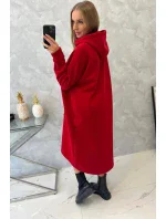 Zateplené šaty s kapucňou červené