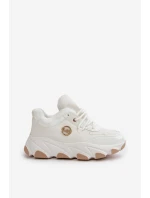 Damskie Buty Sportowe Sznurowane Ocieplane Na Platformie Białe Verioras