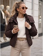 Dámska zimná prešívaná bunda s kapucňou, hnedá, FashionStreet TY6039 Dámska zimná prešívaná bunda s kapucňou, hnedá, FashionStreet TY6039