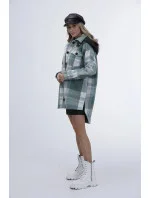 Zelená dámska károvaná košeľová bunda (AG3-1813)