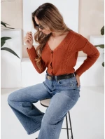 Dámsky sveter MELANIA v tehlovej farbe FashionStreet MY1651