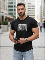 Pánske tričko s klasickou čiernou potlačou FashionStreet NX5014R