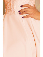Dámske šaty MARTA v broskyňovej farbe s čipkou model 5998792