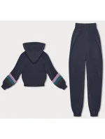 Tmavomodrá dámska tepláková súprava s farebnými vsadkami (AMG-346A) Tmavomodrá dámska tepláková súprava s farebnými vsadkami (AMG-346A)