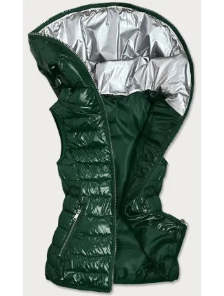 Zelená lesklá prešívaná dámska vesta (B9563)