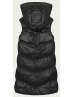Dlhá čierna páperová vesta s kapucňou (5M3183-392)