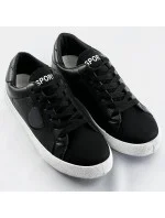 Čierne dámske tenisky trampky z rôznych spojených materiálov (1088)