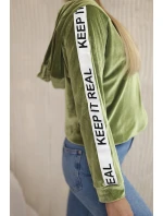 Velúrová mikina s kapucňou zelená