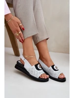 Sandały Damskie Na Koturnie Srebrne Isnnoria