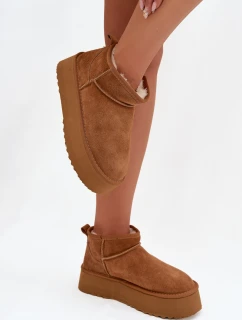 Dámské sněhule z přírodního semiše Camel Mairene