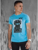 Pánske bavlnené tričko s tyrkysovou potlačou FashionStreet RX5551 Pánske bavlnené tričko s tyrkysovou potlačou FashionStreet RX5551