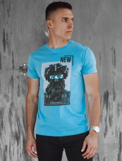 Pánske tyrkysové tričko s potlačou FashionStreet RX5551