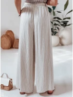 Dámske široké pruhované nohavice z viskózy SUMMERLINE beige FashionStreet UY2697 Dámske široké pruhované nohavice z viskózy SUMMERLINE beige FashionStreet UY2697