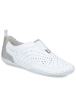 Dámske kožené ažurové slip-on topánky biele Rieker 43663-80