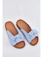 Klapki Damskie Na Korkowej Podeszwie Kokardką Niebieskie Seressa