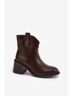 Ocieplane Botki Damskie Na Obcasie Czekoladowe Brilynn