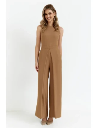 K184 Kombinéza so širokými nohavicami - béžová