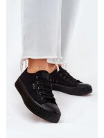 Dámske plátenné tenisky na platforme Big Star - čierne