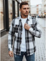 Pánska čierno-biela kockovaná flanelová košeľa FashionStreet DX2673