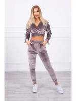 Velúrová súprava s nápisom Queen grey