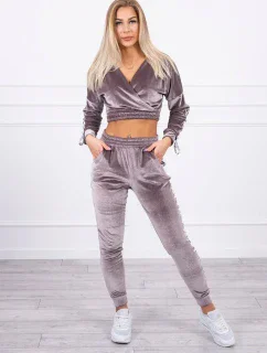 Velúrová súprava s nápisom Queen grey