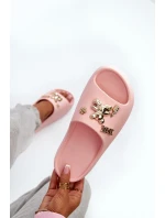 Klapki Damskie Lekkie Piankowe Z Ozdobami Różowe Orchia