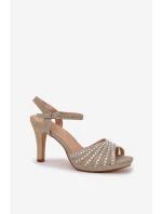 Sandały Na Szpilce Ze Zdobieniem I Brokatem D&A MR1038-33 Złote