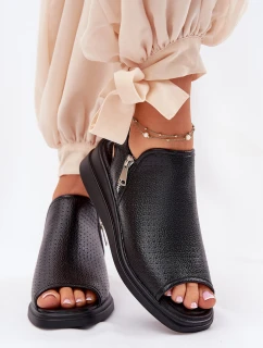 Sandały Damskie Na Koturnie Czarne Mevinette