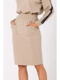 M728 Priliehavá sukňa s vreckami - béžová