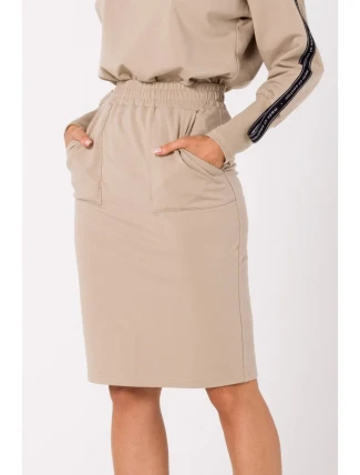 M728 Priliehavá sukňa s vreckami - béžová
