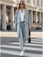Dámsky jednoradový jesenný kabát SCHERMI svetlo šedý FashionStreet NY0668