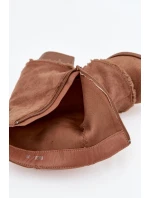 Botki Damskie Na Słupku Z Wywiniętą Cholewką Jasnobrązowe Idalia