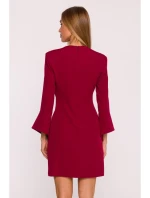 M876 Šaty so širokými manžetami - bordové