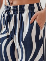 Dámske pruhované nohavice so širokými nohavicami ZEBRAVIBE navy blue and beige FashionStreet UY2654
