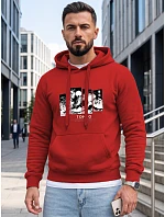 Pánska mikina s kapucňou a potlačou TOKYO, červená, FashionStreet NX5146BX Pánska mikina s kapucňou a potlačou TOKYO, červená, FashionStreet NX5146BX
