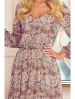 Bakara - Vzdušné šifónové dámske šaty so vzorom "Boho" as dekoltom 295-1