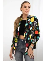 Bavlnená bunda s farebnou potlačou čierna